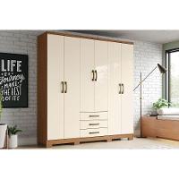 Guarda Roupa Casal 6 Portas E 3 Gavetas Caju Da136 Nature/off White - Henn - 1