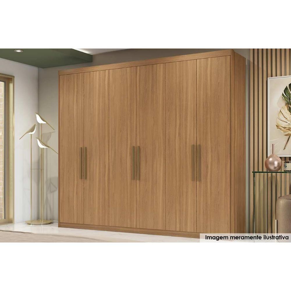 Guarda Roupa Casal 6 Portas E 3 Gavetas Sumatra Amêndola Touch - Demóbile - 1