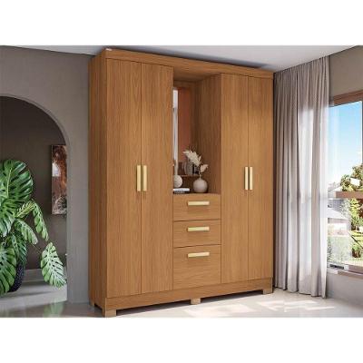 Guarda Roupa Casal Cb01r591 5 Portas de Bater 2 Gavetas Canela MDP Kappesberg