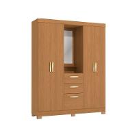 Guarda Roupa Casal 5 Portas E 2 Gavetas C/ 1 Espelho E Pés Cb01r591 Canela - Kappesberg - 5