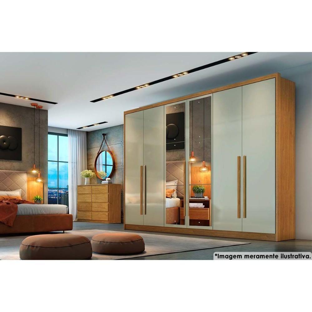 Guarda Roupa Casal 6 Portas (2 C/ Espelho) E 4 Gavetas Robust/livorno Neve - Novo Horizonte - 6