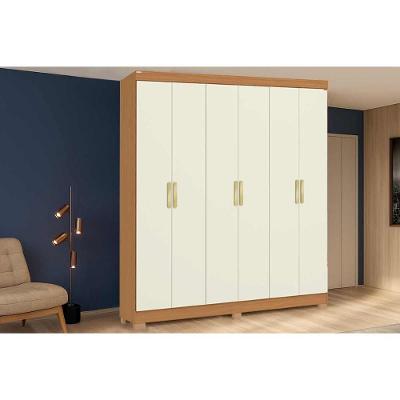 Guarda Roupa Casal 6 Portas E 2 Gavetas C/ Pés Cb01r590 Canela/off White - Kappesberg