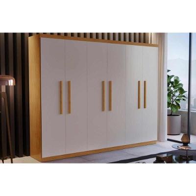 Guarda Roupa Casal Espanha 6 Portas de Bater 2 Gavetas Imbuia-Off White