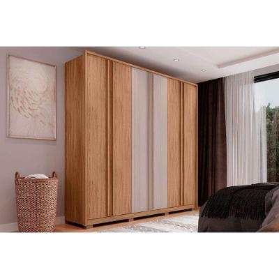 Guarda Roupa Casal Mozart 6 Portas de Bater 4 Gavetas Freijó-Off White MDP