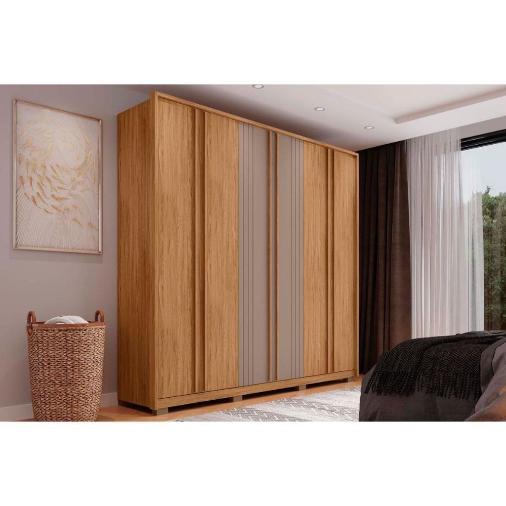 Guarda Roupa Casal 6 Portas E 4 Gavetas Mozart Buriti/fendi - Caemmun - 1