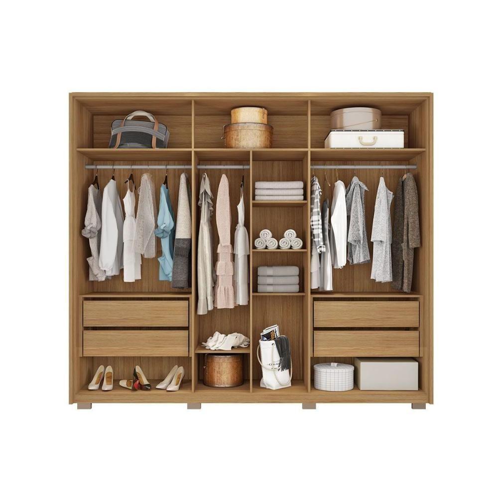 Guarda Roupa Casal 6 Portas E 4 Gavetas C/ Vidro Reflecta Centurium Buriti/fendi - Caemmun - 3