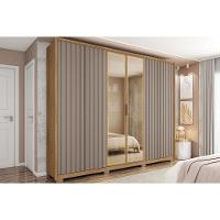 Guarda Roupa Casal 6 Portas E 4 Gavetas C/ Vidro Reflecta Centurium Buriti/fendi - Caemmun - 1