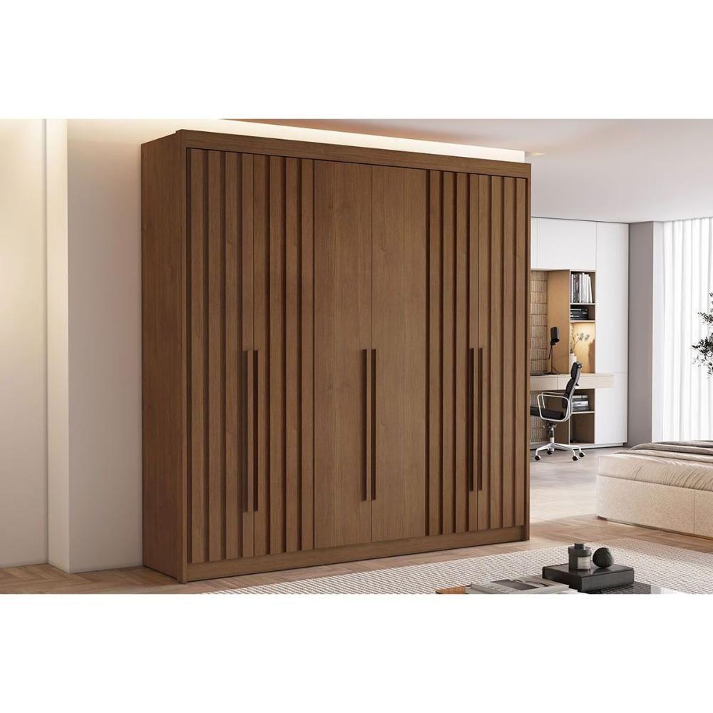 Guarda Roupa Casal 6 Portas (4 Ripadas) E 6 Gavetas Portugal Cacau - Conquista - 1