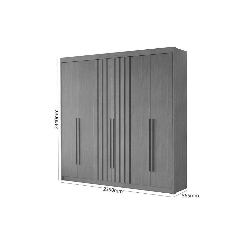 Guarda Roupa Casal 6 Portas (2 Ripadas) E 6 Gavetas Portugal Cinamomo - Conquista - 8