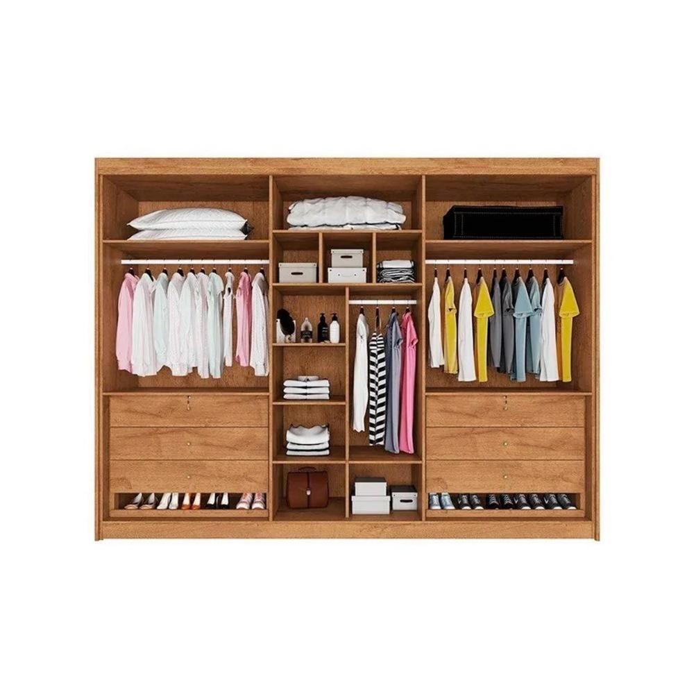 Guarda Roupa Casal 6 Portas Ripadas (2 C/ Espelho) E 6 Gavetas Potente Peroba - Europa - 4