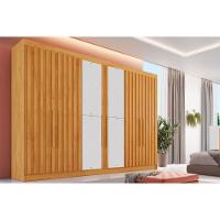 Guarda Roupa Casal 6 Portas Ripadas (2 C/ Espelho) E 6 Gavetas Potente Peroba - Europa - 1