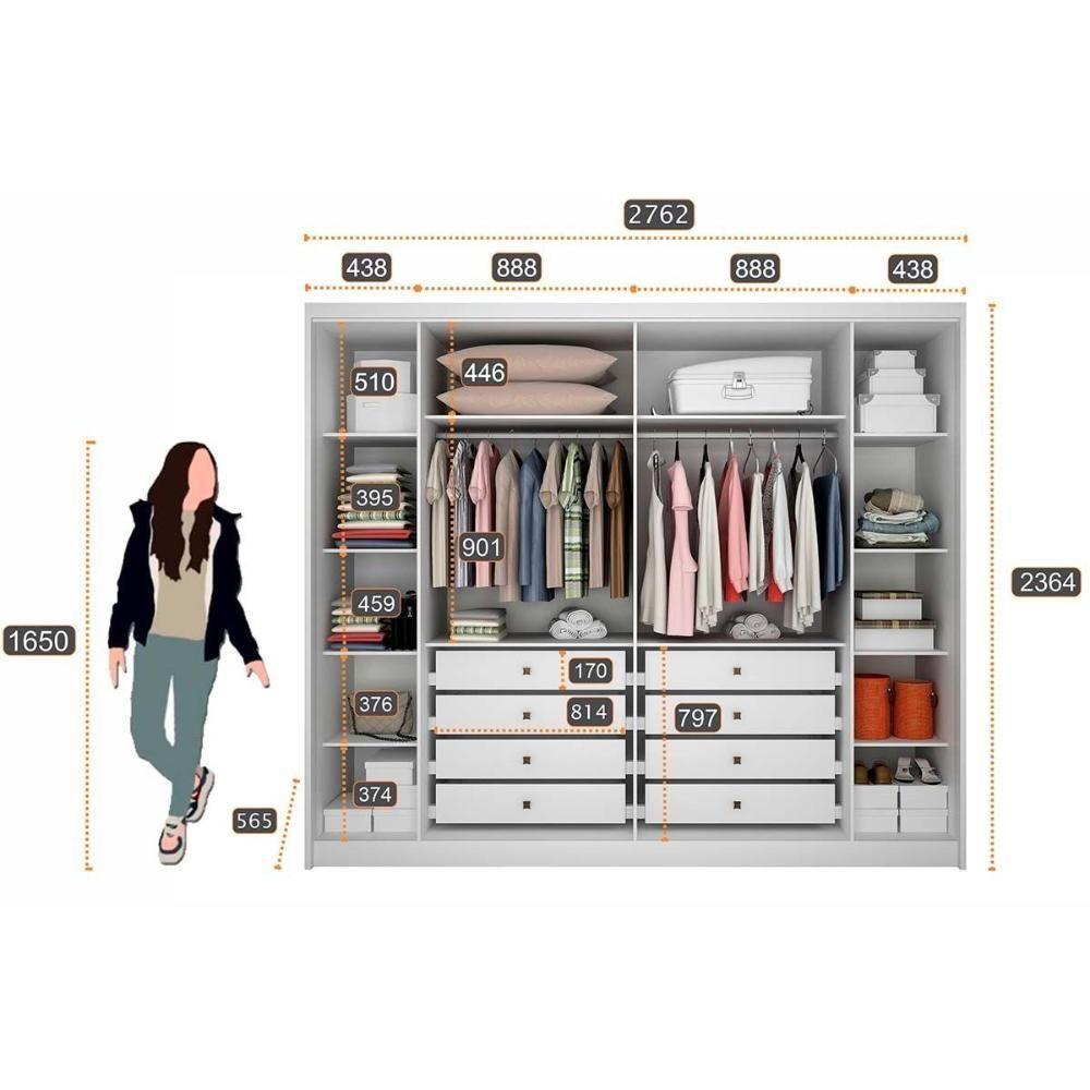 Guarda Roupa Casal 6 Portas E 8 Gavetas Bragaça/coimbra Cumaru/fendi 25 - Novo Horizonte - 2