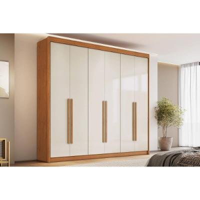 Guarda Roupa Casal Santiago 6 Portas de Bater 6 Gavetas Cinamomo-off White MDF