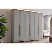 Guarda Roupa Casal 6 Portas E 6 Gavetas C/ Pés Americano Prime Cinza/nature - Henn - 1