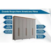 Guarda Roupa Casal 6 Portas E 6 Gavetas C/ Pés Americano Prime Cinza/nature - Henn - 2