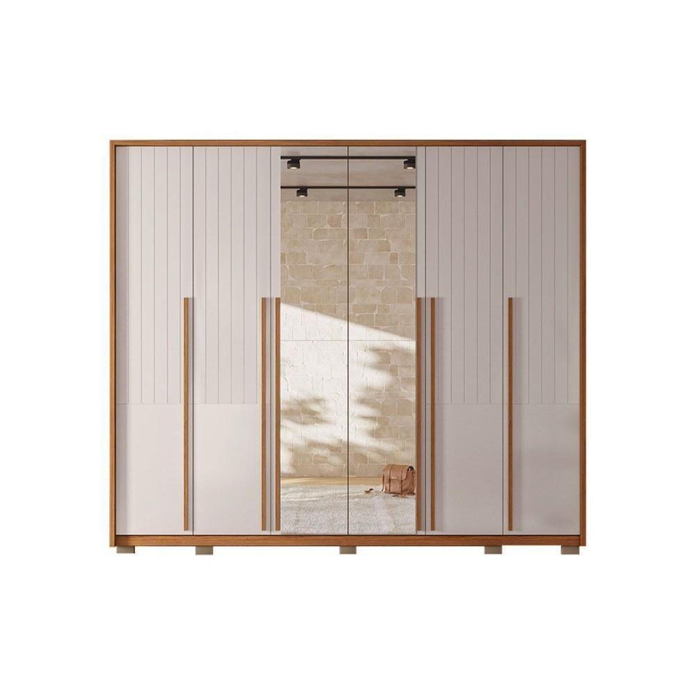 Guarda Roupa Casal 6 Portas E 6 Gavetas C/ Espelho Quintus Lux Freijo/off White - Caemmun - 7