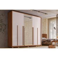 Guarda Roupa Casal 6 Portas E 6 Gavetas C/ Espelho Quintus Lux Freijo/off White - Caemmun - 1