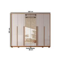 Guarda Roupa Casal 6 Portas E 6 Gavetas C/ Espelho Quintus Lux Freijo/off White - Caemmun - 5