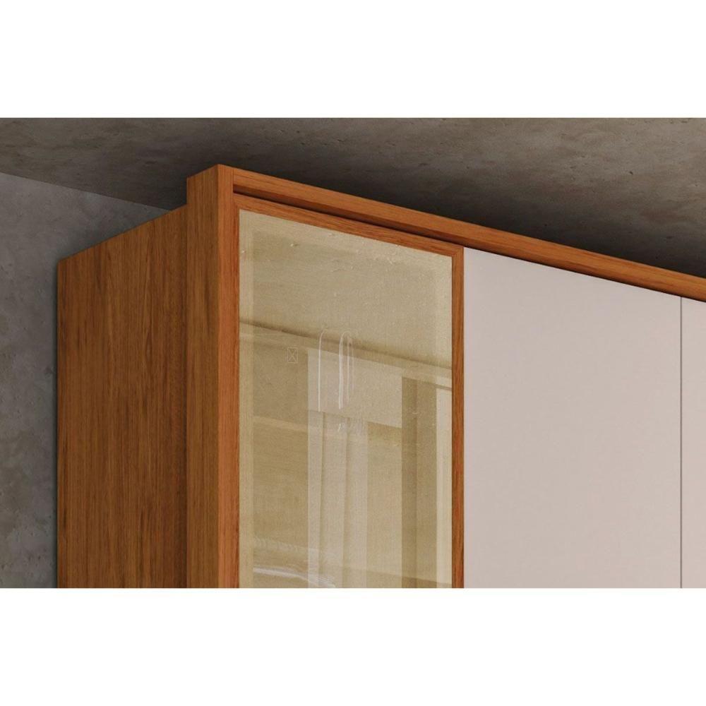 Guarda Roupa Casal 6 Portas E 6 Gavetas C/ Vidro Reflecta Octavius Freijo/off White - Caemmun - 7