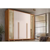Guarda Roupa Casal 6 Portas E 6 Gavetas C/ Vidro Reflecta Octavius Freijo/off White - Caemmun - 1
