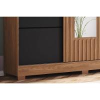 Guarda Roupa Solteiro 3 Portas De Correr (1 C/ Espelho) E 2 Gavetas C/ Pés Briz B376 Nature/preto - Henn