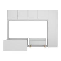 Cama De Solteiro Com Guarda Roupa E Mesa De Cabeceira Retrô Dublin Multimóveis Mp4033 Branca/Natural - 3