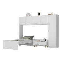 Cama De Solteiro Com Guarda Roupa E Mesa De Cabeceira Retrô Dublin Multimóveis Mp4033 Branca/Natural - 6