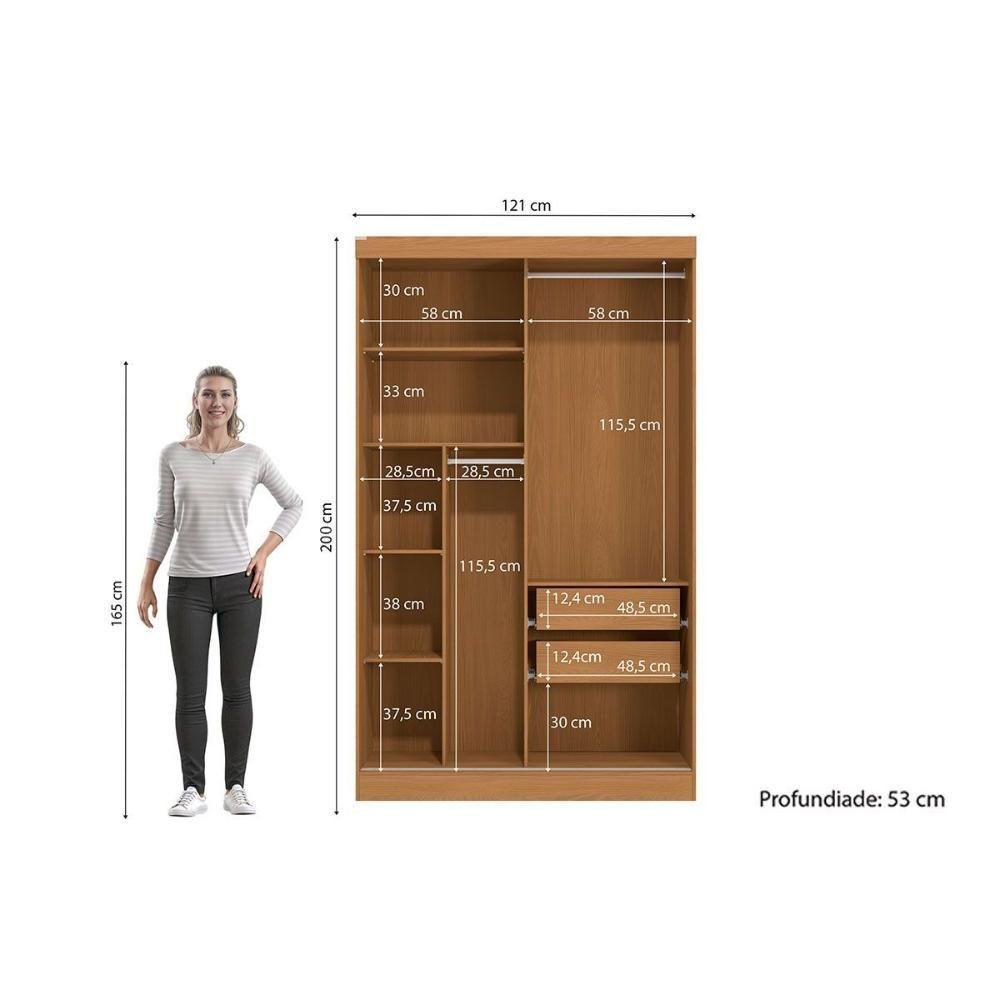 Guarda Roupa Solteiro 2 Portas De Correr E 2 Gavetas R588 Canela/off White - Kappesberg - 2