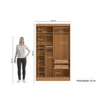 Guarda Roupa Solteiro 2 Portas De Correr E 2 Gavetas R588 Canela/off White - Kappesberg - 2