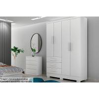 Guarda Roupa Solteiro 4 Portas E 3 Gavetas C/ Pés Encant/berlim Neve - Novo Horizonte - 1