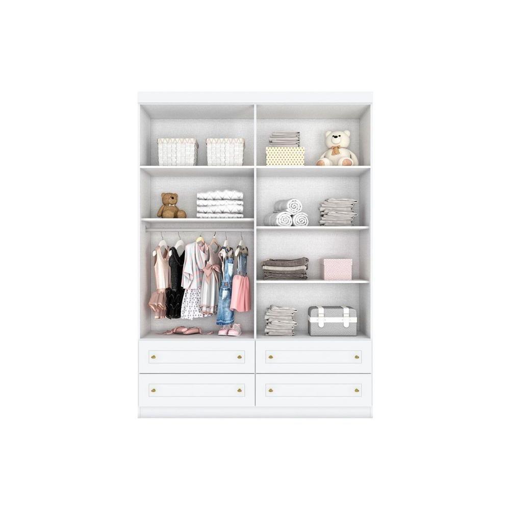 Guarda Roupa Solteiro 4 Portas E 4 Gavetas Americano Cinza - Henn - 8