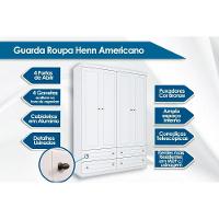 Guarda Roupa Solteiro 4 Portas E 4 Gavetas Americano Cinza - Henn - 7