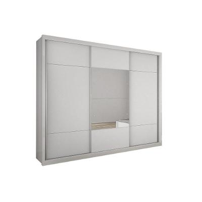 Guarda Roupa Casal Arezzo-Medelim 3 Portas de Correr 4 Gavetas Neve MDF