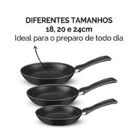Kit Frigideira Antiaderentes Rochedo Basic Com 3 Peças Preto - 2
