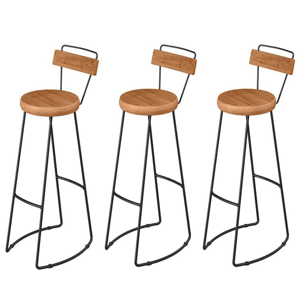 Kit 3 Banquetas Alta Com Encosto Para Aérea Gourmet Aurora - 1