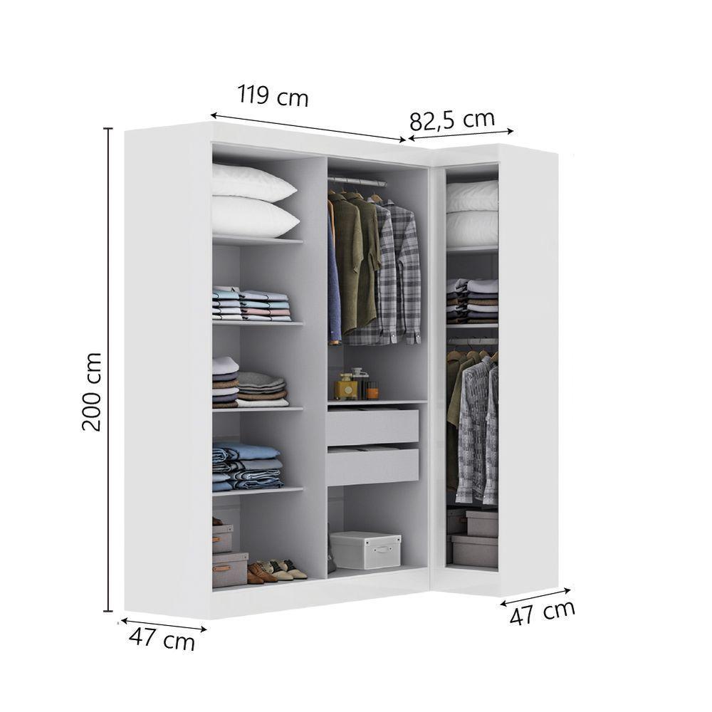 Quarto Modulado De Canto Madrid Com 5 Portas E 2 Gavetas Maxel - 3