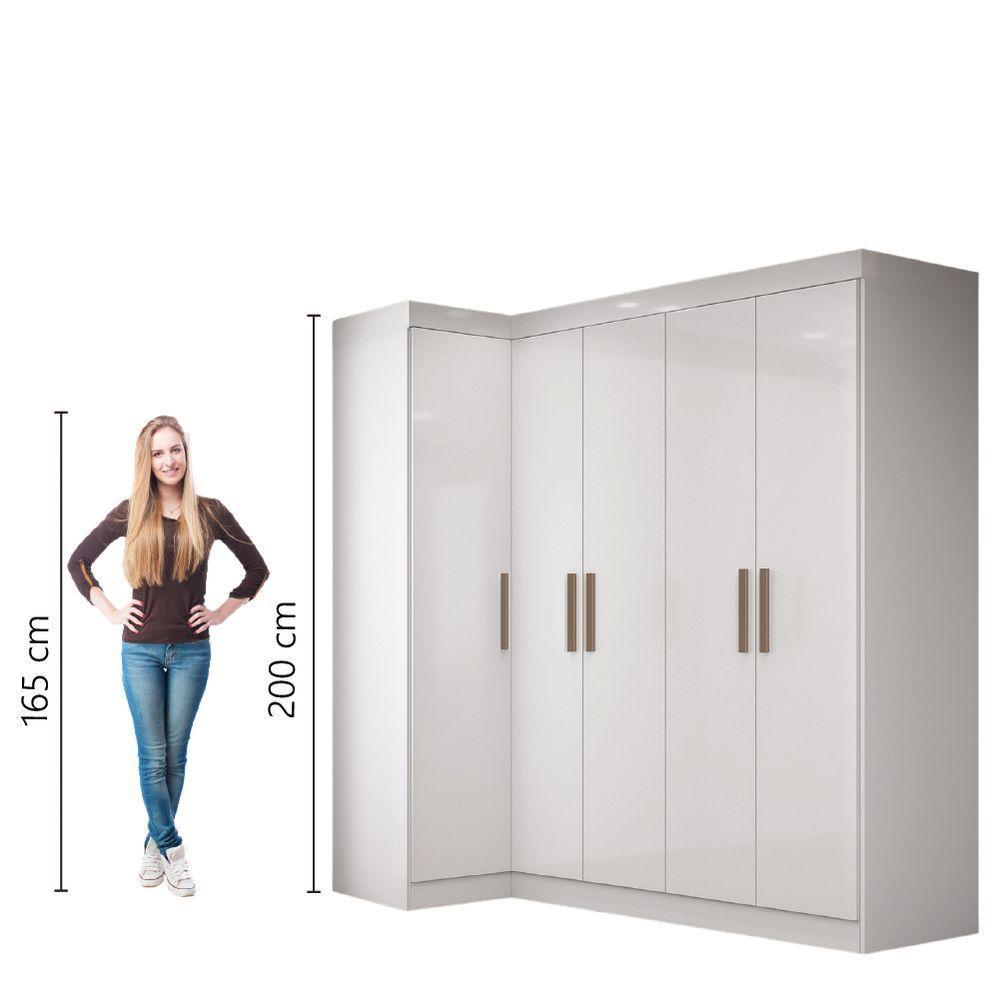 Quarto Modulado De Canto Madrid Com 5 Portas E 2 Gavetas Maxel - 5