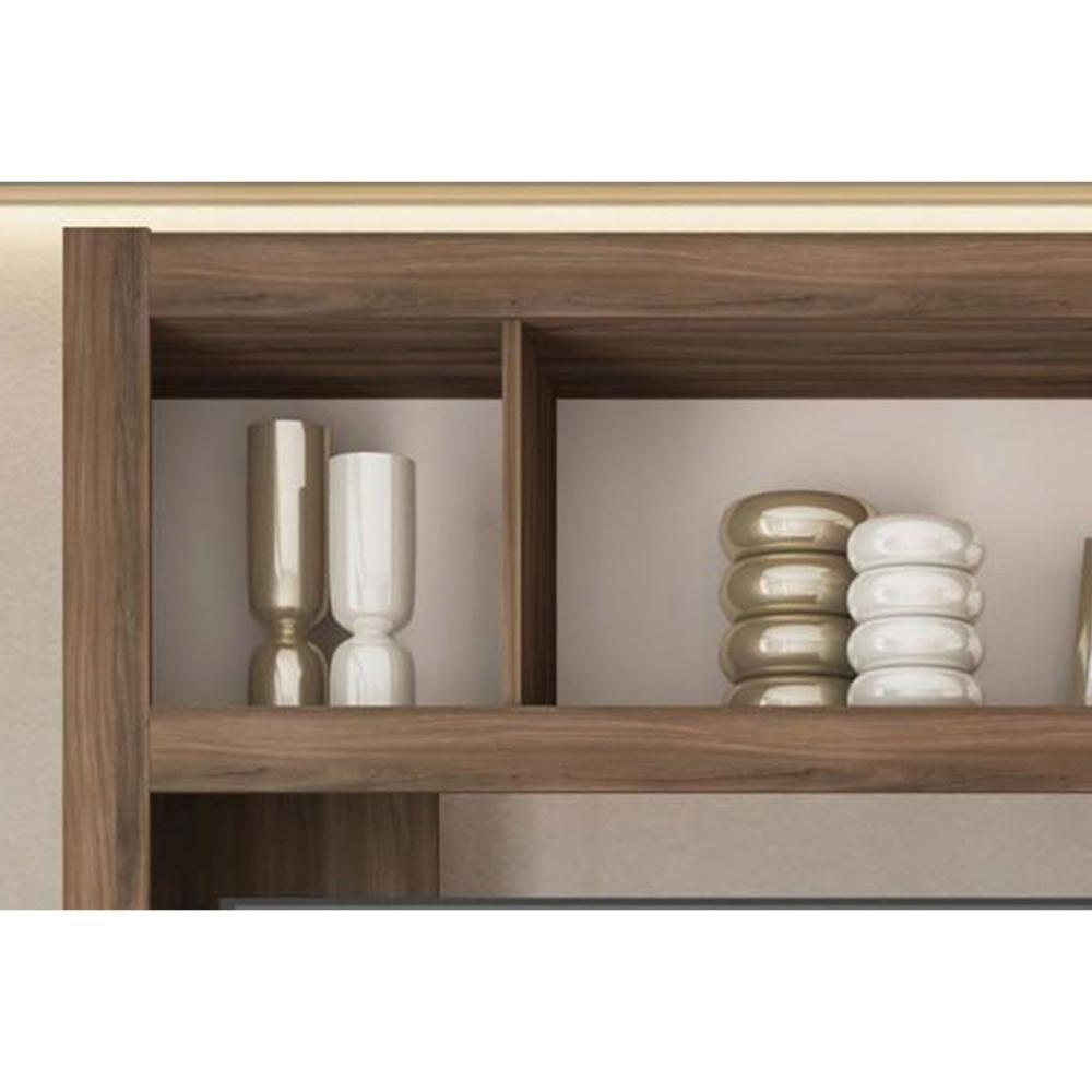 Rack Bancada C/ Painel P/ Tv Até 65 Pol Cinne Ripado Pés 160x203cm Lamina Mel/cacao - Caemmun - 7