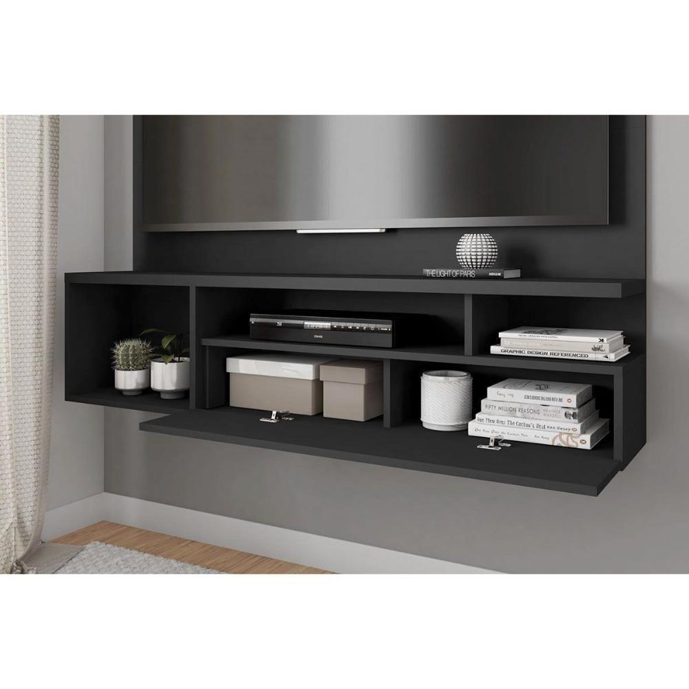 Painel Home P/ Tv Até 55 Pol Brasil C/ Nichos 136x122cm Freijo/off White - Caemmun - 2