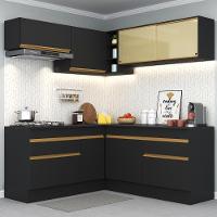 Cozinha Completa De Canto Mp2097 Com Armário E Balcão Preta - 1
