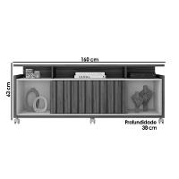 Rack Bancada P/ Tv Até 70 Pol Oásis C/ Ripado E Rodizios 160cm Lamina Mel/cacao - Caemmun - 2