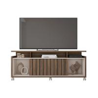 Rack Bancada P/ Tv Até 70 Pol Oásis C/ Ripado E Rodizios 160cm Lamina Mel/cacao - Caemmun - 4