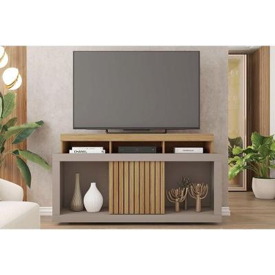Rack Bancada P/ Tv Até 55 Pol Dragon C/ Nicho E Rodízios 136cm Buriti/fendi - Caemmun