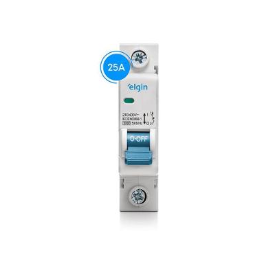 Mini Disjuntor Monopolar Curva C MCB 3KA 1 Polo 25A Bivolt