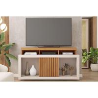 Rack Bancada P/ Tv Até 55 Pol Dragon C/ Nicho E Rodízios 136cm Freijo/off White - Caemmun - 1