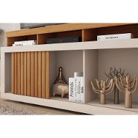 Rack Bancada P/ Tv Até 55 Pol Dragon C/ Nicho E Rodízios 136cm Freijo/off White - Caemmun - 3