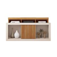 Rack Bancada P/ Tv Até 55 Pol Dragon C/ Nicho E Rodízios 136cm Freijo/off White - Caemmun - 4