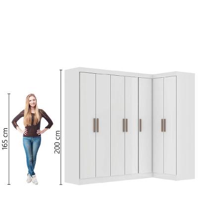 Guarda Roupa Modulado de Canto Madrid 7 Portas 2 Gavetas MDP
