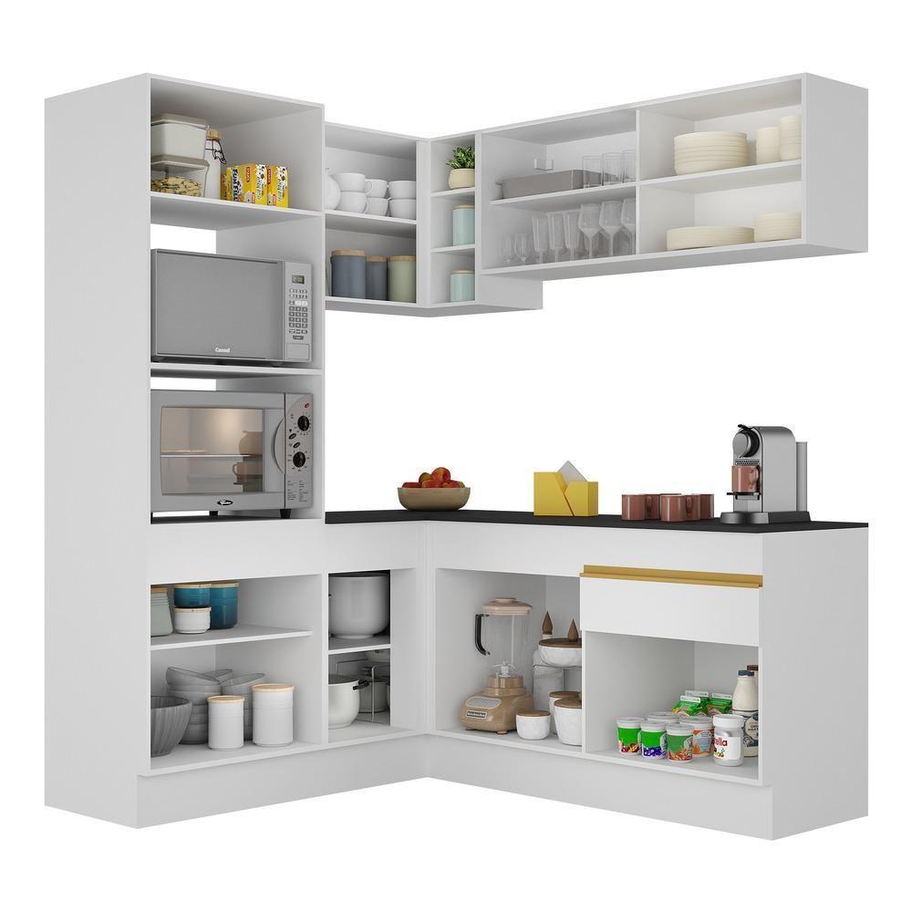 Cozinha Completa De Canto Mp2098 Com Armário E Balcão Branca - 4