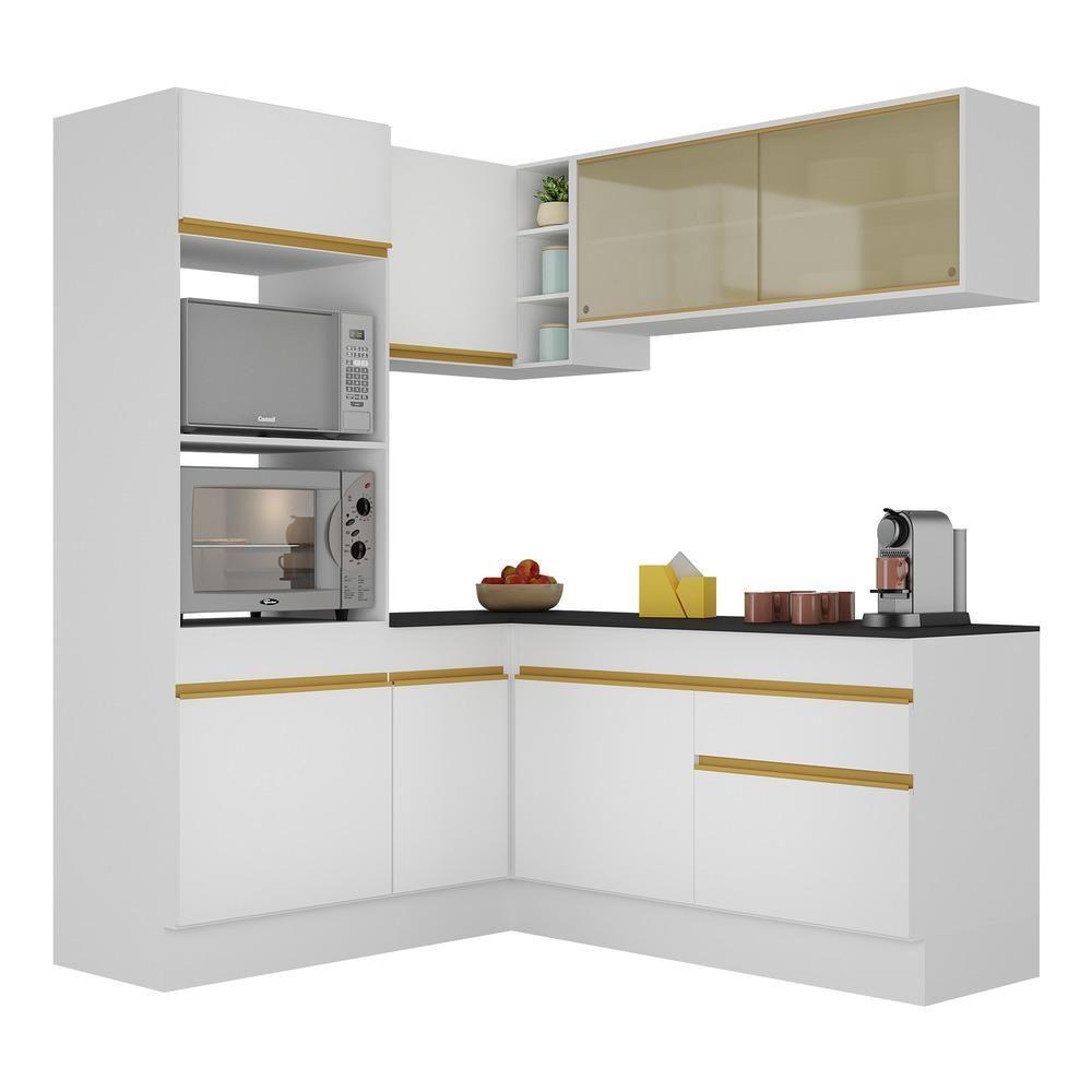 Cozinha Completa De Canto Mp2098 Com Armário E Balcão Branca - 7